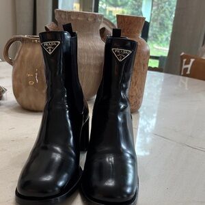 Prada  Black Leather Chelsea Boots authentic